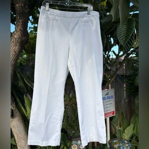 Sigrid Olsen White Modernist Straight Leg Front Pocket Dress Pants | Size 12